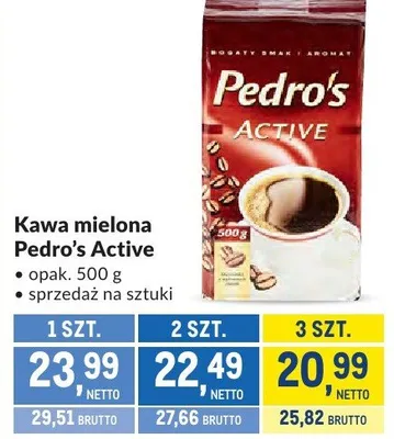 Kawa mielona Pedro's Active promocja w Makro