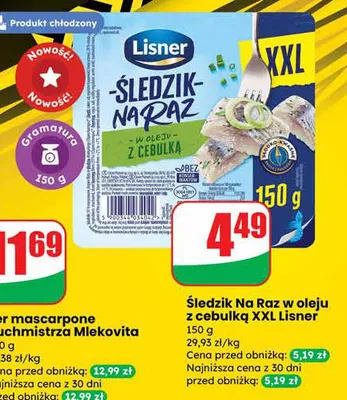 Śledzie Na Raz w oleju z cebulką XXL promocja w Dino