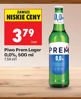 Piwo bezalkoholowe Prem Lager promocja w Biedronka