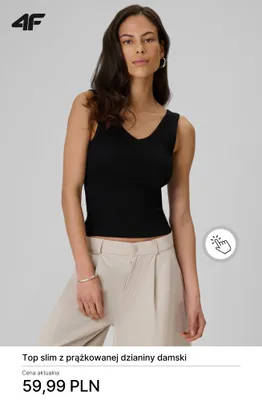 Top slim z prążkowanej dzianiny damski 4F promocja w 4F