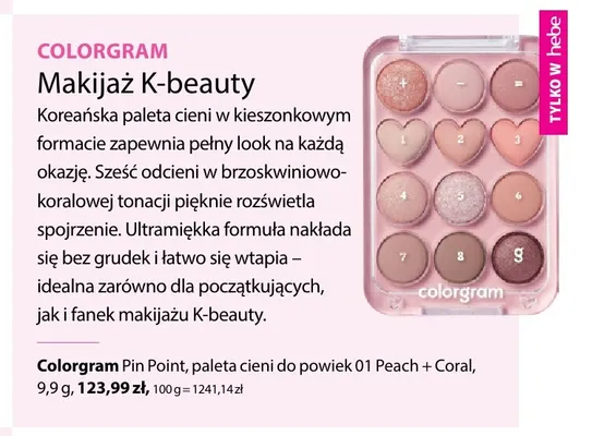 Paleta cieni do powiek Colorgram Pin Point 01 Peach + Coral promocja w Hebe