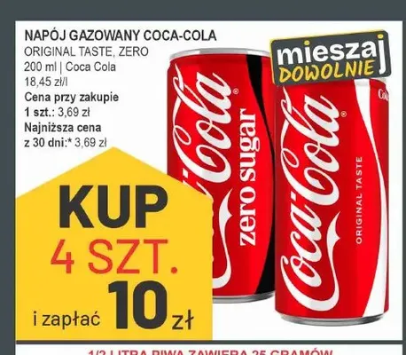 Napój gazowany Coca-Cola Zero Sugar promocja w Słoneczko