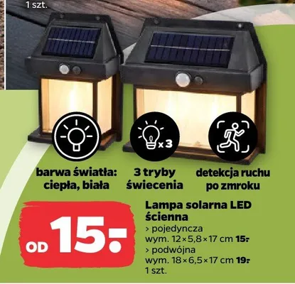 Lampa solarna LED ścienna promocja w Netto