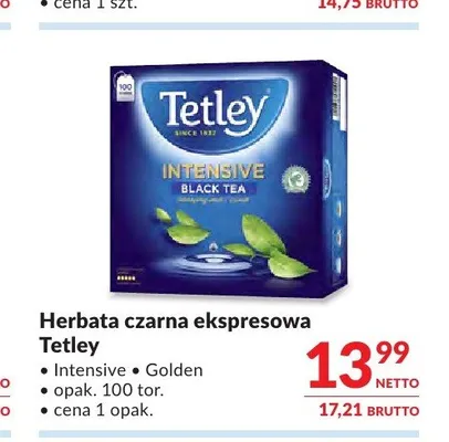 Herbata czarna ekspresowa Tetley Intensive promocja w Makro