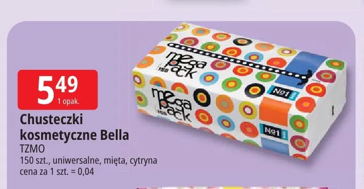 Chusteczki kosmetyczne uniwersalne Bella promocja w Leclerc