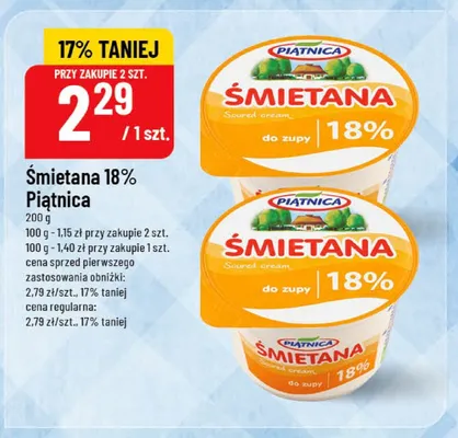 Śmietana 18% Piątnica promocja w POLOmarket