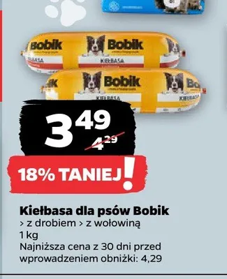 Kiełbasa dla psów Bobik z drobiem promocja w Netto