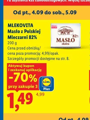 Masło ekstra z Polskiej Mleczarni promocja w Lidl