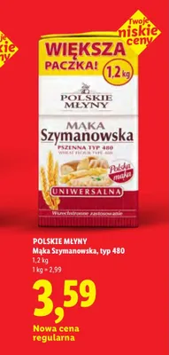 Mąka Szymanowska typ 480 Polskie Młyny promocja w Lidl