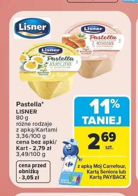 Pasta jajeczna Lisner Pastella promocja w Carrefour