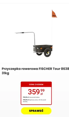 Przyczepka rowerowa FISCHER Tour 8638 31 kg promocja w Media Expert