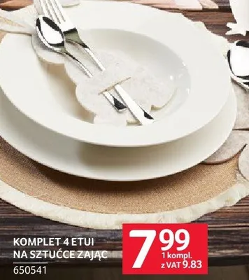 Komplet 4 etui na sztućce zając promocja w Selgros