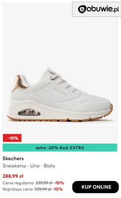 Sneakersy Uno białe Skechers promocja w eobuwie.pl
