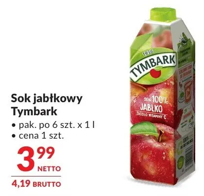 Sok jabłkowy Tymbark promocja w Makro