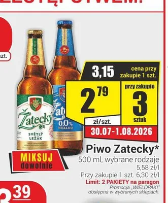 Piwo Zatecky Svetly Lezak promocja w Delikatesy Sezam