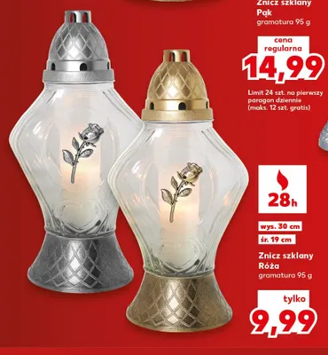 Znicz szklany Róża promocja w Kaufland