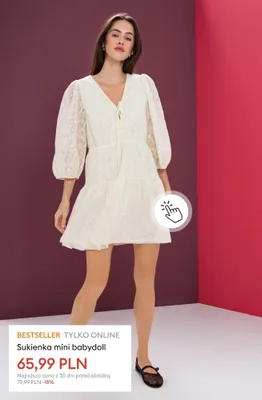 Sukienka mini babydoll promocja w Sinsay