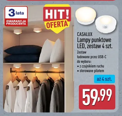 Lampy punktowe LED z czujnikiem ruchu zestaw 4 szt. Casalux promocja w Aldi