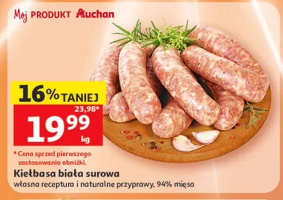 Kiełbasa biała surowa Auchan promocja w Auchan
