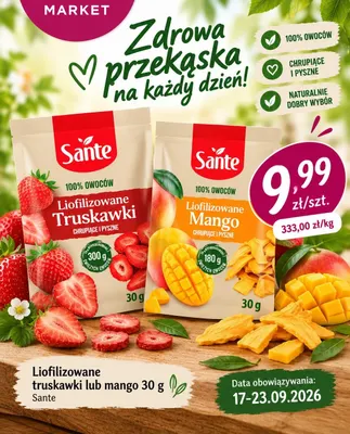 Liofilizowane truskawki Sante promocja w emma MARKET