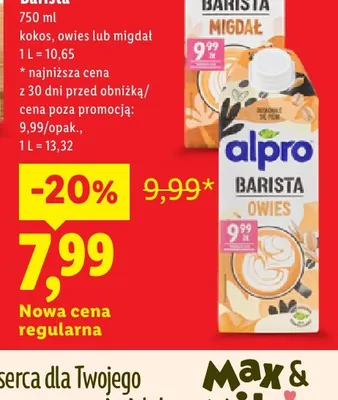 Napój roślinny Alpro Barista Migdał promocja w Lidl