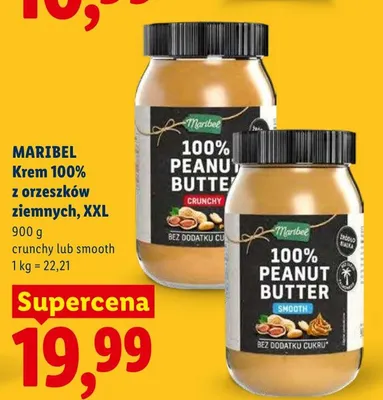 Krem 100% z orzeszków ziemnych crunchy MARIBEL XXL promocja w Lidl