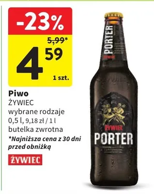 Piwo Porter butelka zwrotna promocja w Intermarche