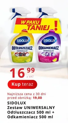 Zestaw uniwersalny Sidolux Odtłuszczacz + Odkamieniacz promocja w Poczta Polska