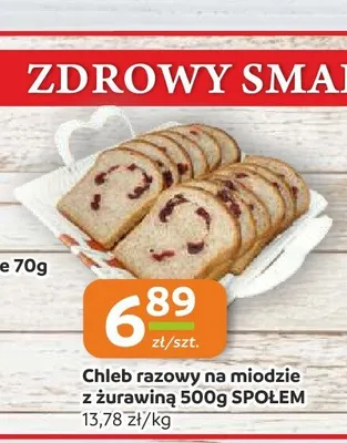 Chleb razowy na miodzie z żurawiną Społem promocja w Społem Częstochowa