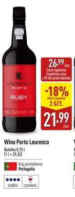 Wino czerwone Porto Lourenço Ruby promocja w Aldi