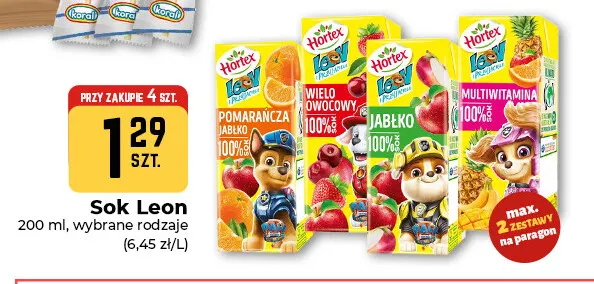 Sok Leon wieloowocowy Hortex promocja w Społem Częstochowa