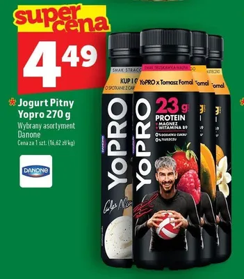 Jogurt pitny Yopro o smaku bananowym Danone promocja w TOPAZ