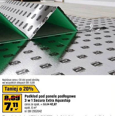 Podkład pod panele podłogowe 3 w 1 Secura Extra Aquastop promocja w OBI