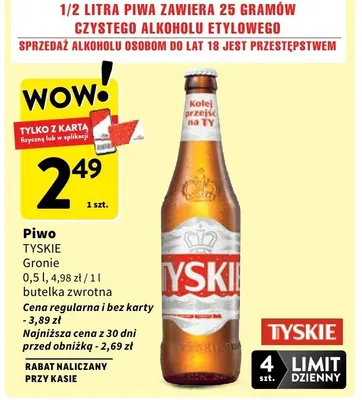 Piwo TYSKIE Gronie 0,5 l butelka zwrotna promocja w Intermarche