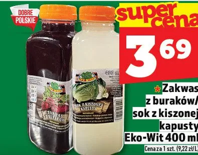 Zakwas z buraków/sok z kiszonej kapusty Eko-Wir promocja w TOPAZ