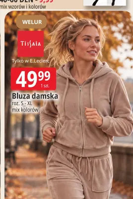 Bluza damska welurowa Tissaia promocja w Leclerc
