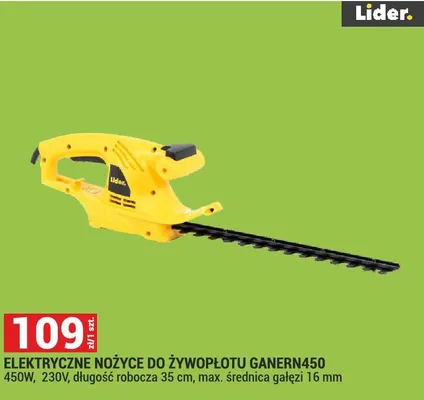 Elektryczne nożyce do żywopłotu GANERN450 promocja w Merkury Market