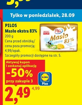 Masło ekstra Pilos 83% promocja w Lidl