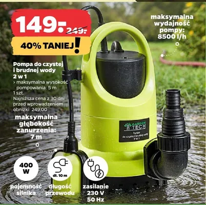 Pompa do czystej i brudnej wody 2 w 1 400W 230V maksymalna wysokość pompowania 5m promocja w Netto