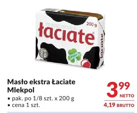 Masło ekstra Łaciate Mlekpol promocja w Makro