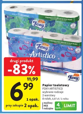 Papier toaletowy Foxy Artistico 2-warstwowy 8-pak promocja w Intermarche