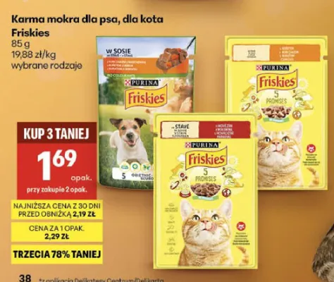 Karma mokra dla kota Purina Friskies promocja w Delikatesy Centrum