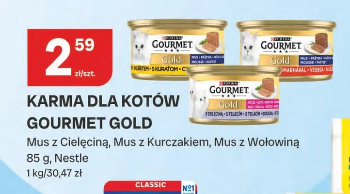 Karma dla kotów Gourmet Gold mus z wołowiną promocja w Chorten