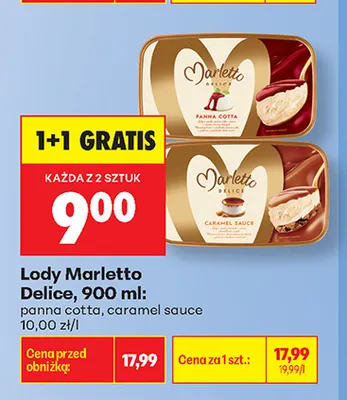 Lody Marletto Delice panna cotta promocja w Biedronka