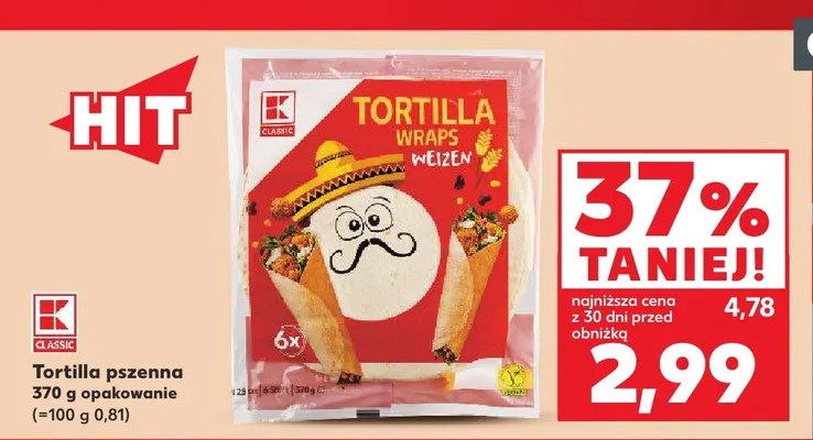 Tortilla pszenna K-Classic promocja w Kaufland
