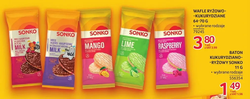 Wafle ryżowo-kukurydziane Sonko promocja w Selgros