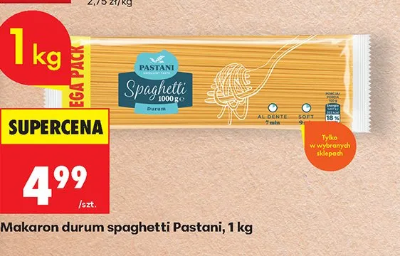 Makaron durum spaghetti Pastani promocja w Biedronka