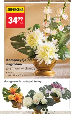 Kompozycja nagrobna premium w donicy promocja w Biedronka
