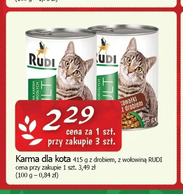 Karma dla kota z wołowiną Rudi promocja w CEZAR Delikatesy