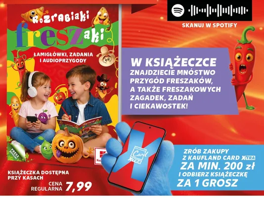 Książeczka Rozrabiaki Freszaki Łamigłówki zadania i audioprzygody promocja w Kaufland